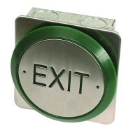 ASEC Exit Switch Large Round SS/Green & Pattress