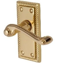  Georgian Lever Latch Furn 111x51mm Pol Brass