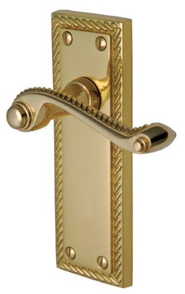  Georgian Lever Latch Furn 152x52mm Polished Brass