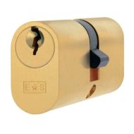  Oval Double Cylinder 70mm Polished Brass