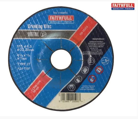 FAITHFULL Depressed Grinding Disc Metal 115x6.5x22mm
