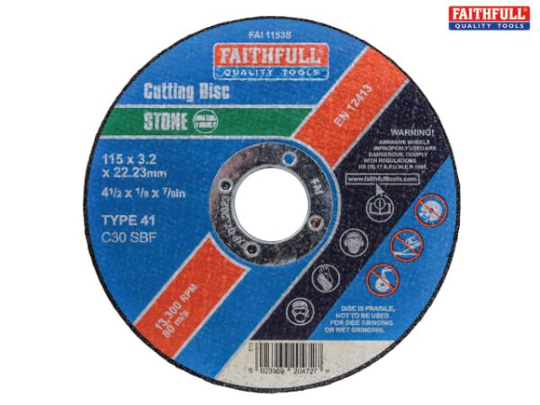 FAITHFULL Flat Cutting Disc Stone 115x22.2mm