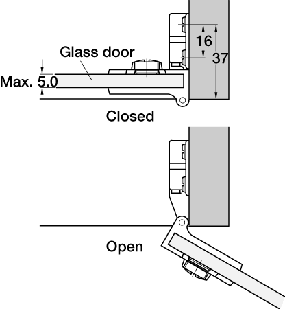 Hafele Glass Door Hinge 170deg Inset Chrome