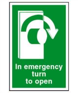  Sign Pic 'Turn To Open' Right S/Adh 100x150