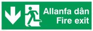VIKING SIGNS Fire Exit Arrow Down Bi-Lin Rp Ph/L 450x150