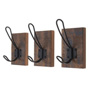 HEADBOURNE Coat Hook On Timber Backplate Pk3 Black