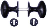  Oval Knob Furn Rim/mortice Black