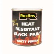 RUSTINS Qd Heat Resistant Matt Black Wood/metal 250ml
