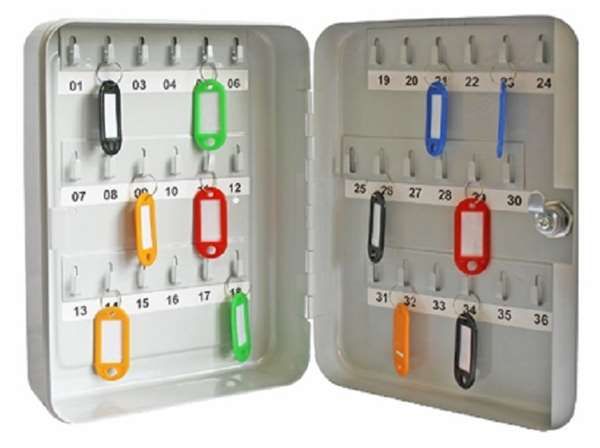  Key Cabinet 36 Hooks 180x250x60 Grey