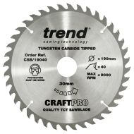 TREND CSB/19040 Craft Saw Blade 190mm x 40t x 30mm