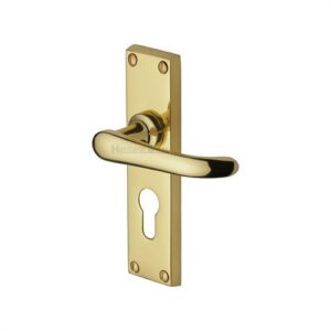 HERITAGE BRASS Windsor Lever Euro Lock 154x40mm Polished Brass (SET)