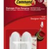COMMAND Small White Designer Hooks Pk2 (PK 2)