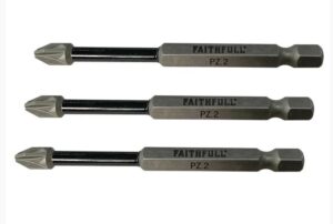 FAITHFULL FAISBPZ275IM Impact Bit PZ2 75mm Pk3 (SET)
