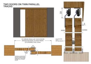 COBURN 06005 Twin 60 Wardrobe Sliding Door Gear 1500mm 2 Door (SET)