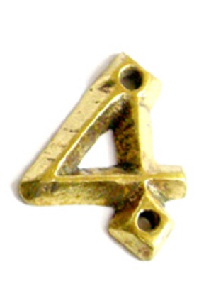 KIRKPATRICK B1976/4 Numeral 1.3/4 '4' Antique Brass (EACH)