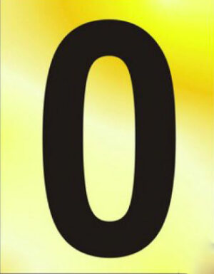 Numeral No 0 50mm Black On Gold (EACH)