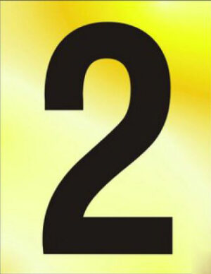 Numeral No 2 50mm Black On Gold (EACH)
