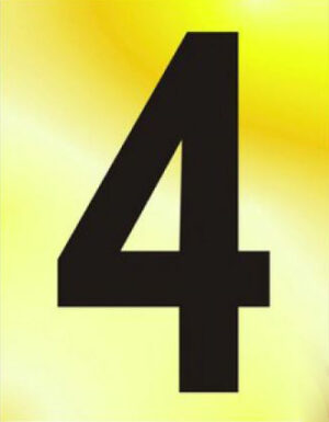 Numeral No 4 50mm Black On Gold (EACH)