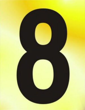 Numeral No 8 50mm Black On Gold (EACH)