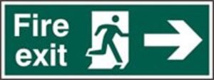 Sign Fire Exit Arrow Right S/adh 400x150 (EACH)