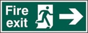 Sign Fire Exit Arrow Right Plas 600x200 (EACH)