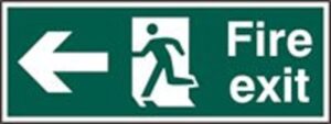 Sign Fire Exit Arroe Left Plas 600x200 (EACH)