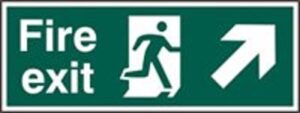 Sign Fire Exit Arrow Up/right Plas 400x150 (EACH)