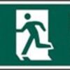 Sign Fire Exit Arrow Down/left S/adh 400x150 (EACH)