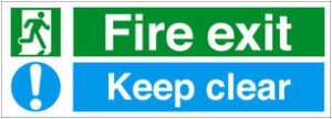 Sign 'Fire Exit Keep Clear' Plas 450x200 (EACH)