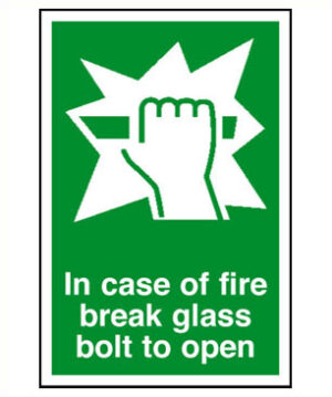 Sign Pictogram Break Glass Bolt S/Adh 100x150 (EACH)