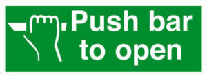 Sign 'Push Bar To Open' S/Adh 300x150 (EACH)