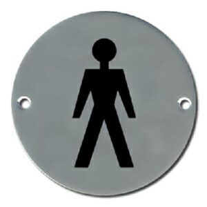 Pictogram Male 75mm Dia Polished Stainless (EACH)