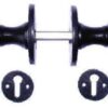 Oval Knob Furn Rim/mortice Black (SET)