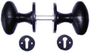 Oval Knob Furn Rim/mortice Black (SET)