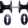 Octagonal Knob Furn Rim/mortice Black (SET)