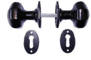 Octagonal Knob Furn Rim/mortice Black (SET)