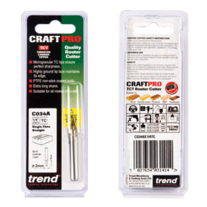 TREND C034AX1/4TC Single Flute 2.0mm Dia X 5mm Cut (EACH)
