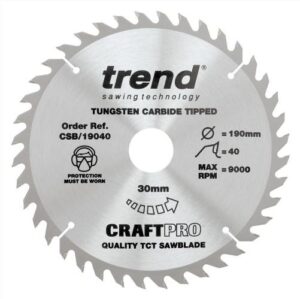 TREND CSB/19040 Craft Saw Blade 190mm x 40t x 30mm (EACH)