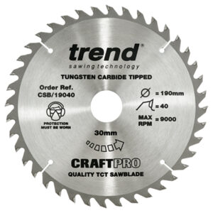 TREND CSB/19040 Craft Saw Blade 190mm x 40t x 30mm (EACH)