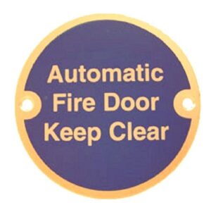 Sign Auto Fire Door Keep Clear 75mm Dia PB (EACH)