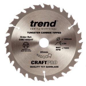 TREND CSB/16524T Craft Saw Blade 165mm X24t X20 Thin (EACH)