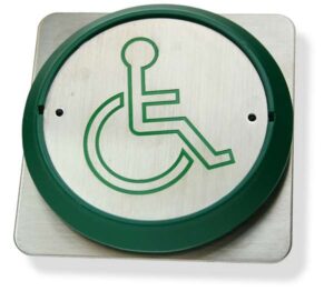 Exit Switch Round Wheelchair Symbol SS/Green (EACH)