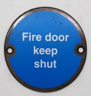 Sign Fire Door Keep Shut 75mm Bronze (EACH)