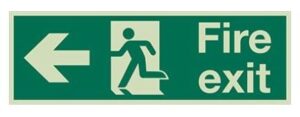 Fire Exit Arrow Left Plas 300x100 Photo/Lum (EACH)