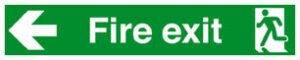 Sign Fire Exit Run Arrow Left Plas 750x150 (EACH)