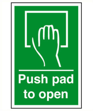 Sign Pic 'Push Pad To Open' Self Adhesive 100x150 (EACH)