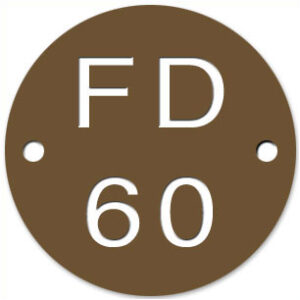 Sign 'FD60' 45mm Diameter Brown (EACH)